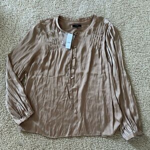 NWT J Crew Women's Half Button Beige Blouse